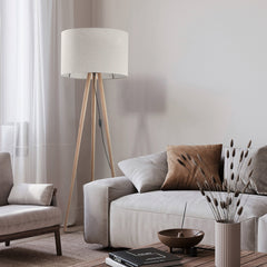 TOKYO Natural Linen & Wood Tripod Floor Lamp for Living Room, Bedroom & Reading Nook-1