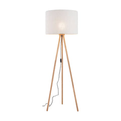 TOKYO Natural Linen & Wood Tripod Floor Lamp for Living Room, Bedroom & Reading Nook-2