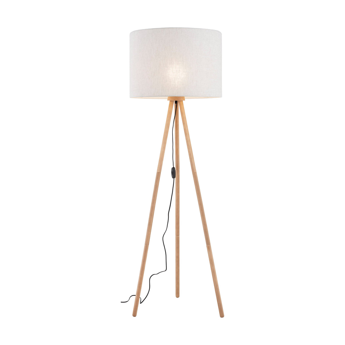 TOKYO Natural Linen & Wood Tripod Floor Lamp for Living Room, Bedroom & Reading Nook-2