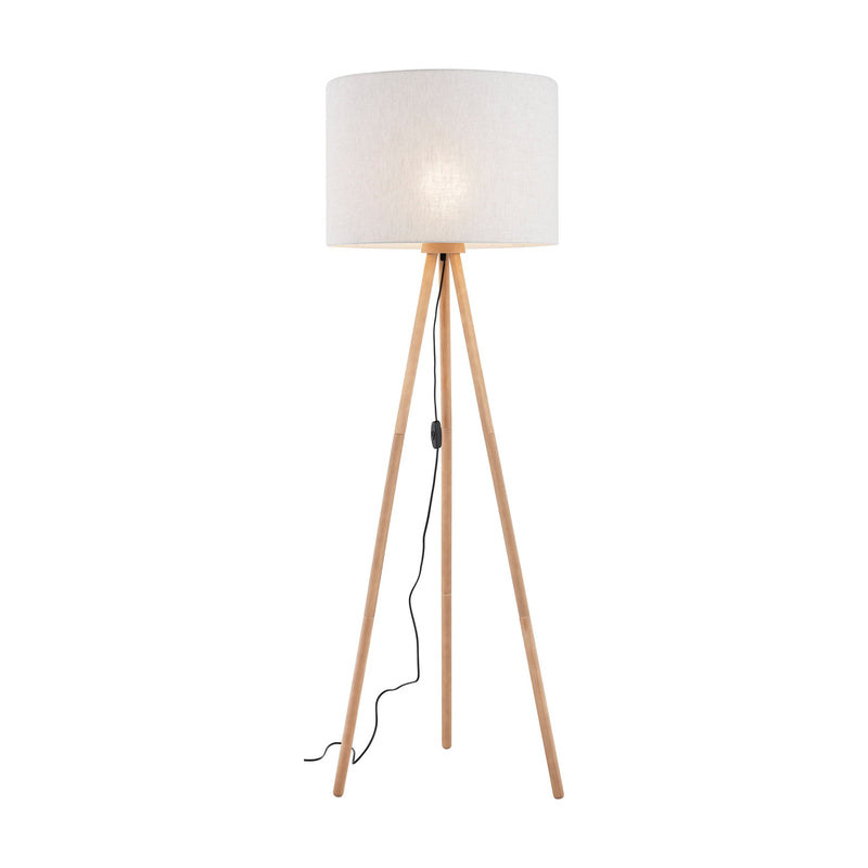 TOKYO Natural Linen & Wood Tripod Floor Lamp for Living Room, Bedroom & Reading Nook-2