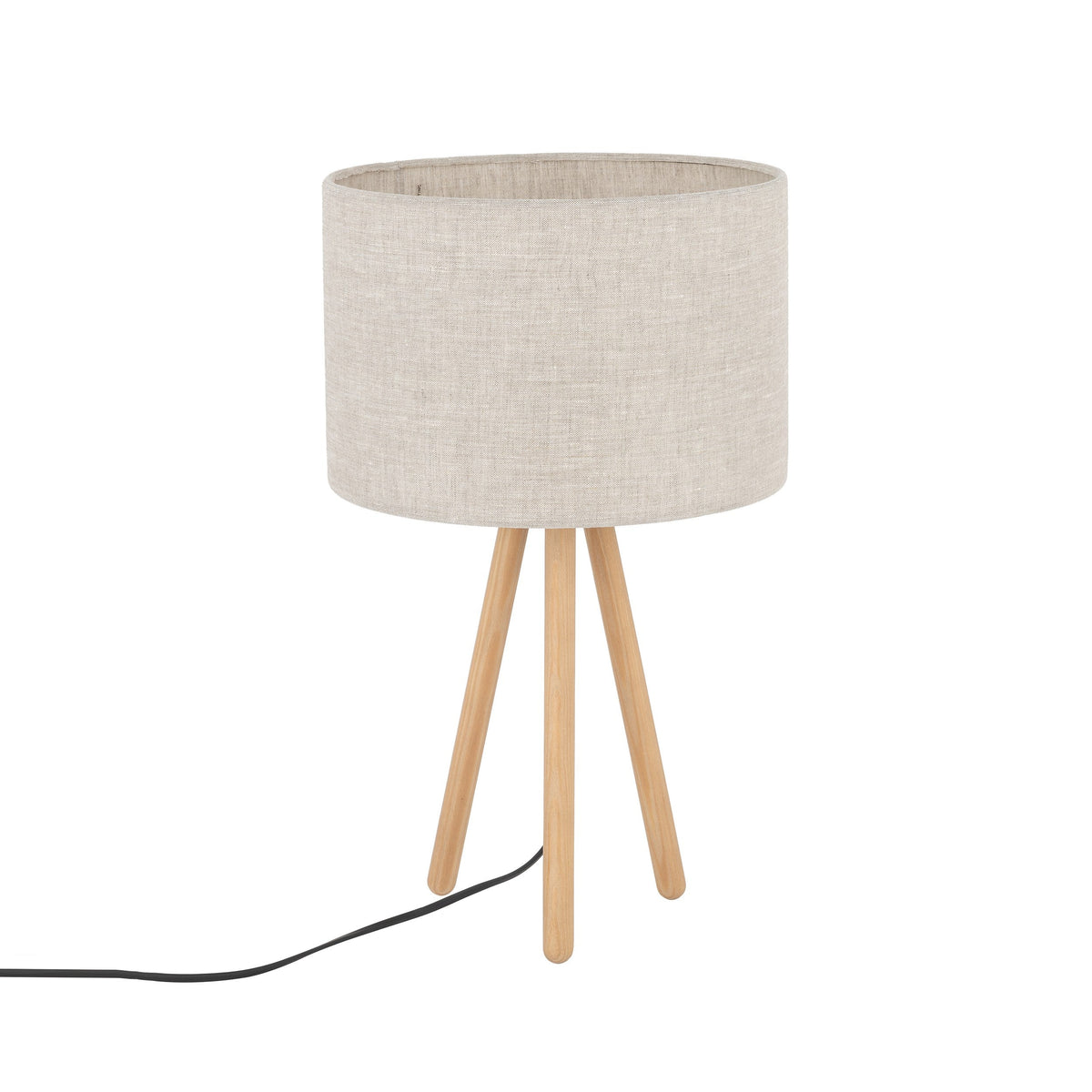 TOKYO Natural Linen & Wood Tripod Table Lamp for Bedroom & Nightstand-2