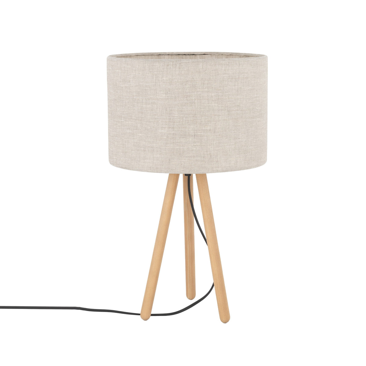 TOKYO Natural Linen & Wood Tripod Table Lamp for Bedroom & Nightstand-5