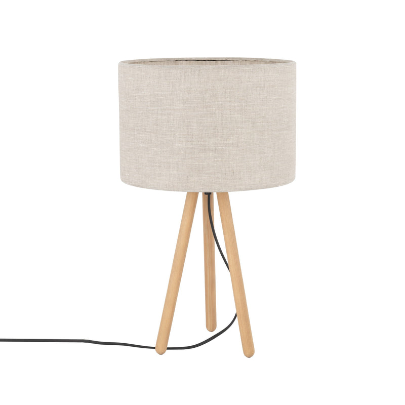 TOKYO Natural Linen & Wood Tripod Table Lamp for Bedroom & Nightstand-5