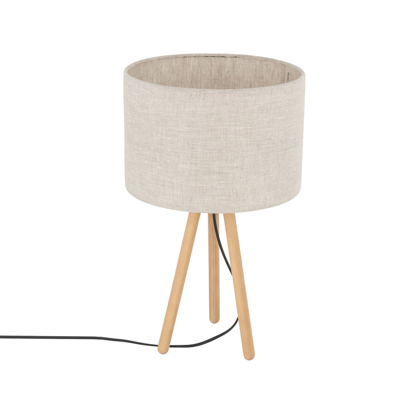 TOKYO Natural Linen & Wood Tripod Table Lamp for Bedroom & Nightstand-6