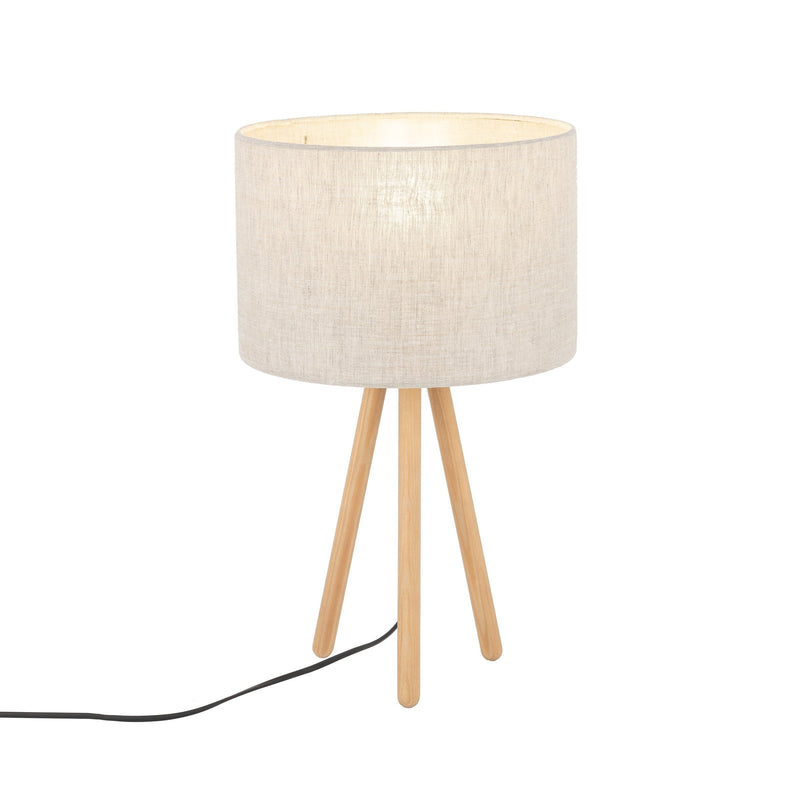 TOKYO Natural Linen & Wood Tripod Table Lamp for Bedroom & Nightstand-9