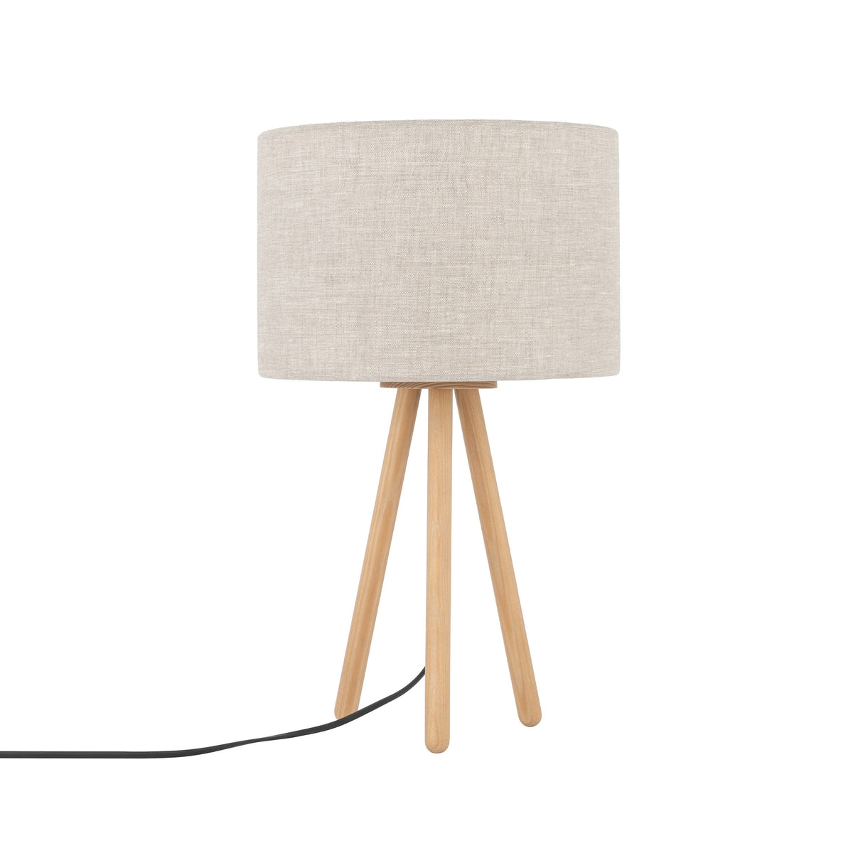 TOKYO Natural Linen & Wood Tripod Table Lamp for Bedroom & Nightstand-10