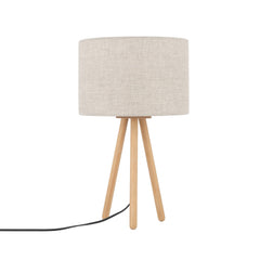 TOKYO Natural Linen & Wood Tripod Table Lamp for Bedroom & Nightstand-10