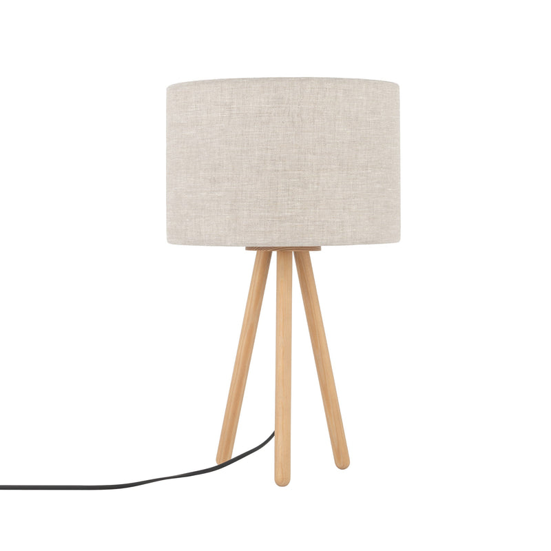 TOKYO Natural Linen & Wood Tripod Table Lamp for Bedroom & Nightstand-10