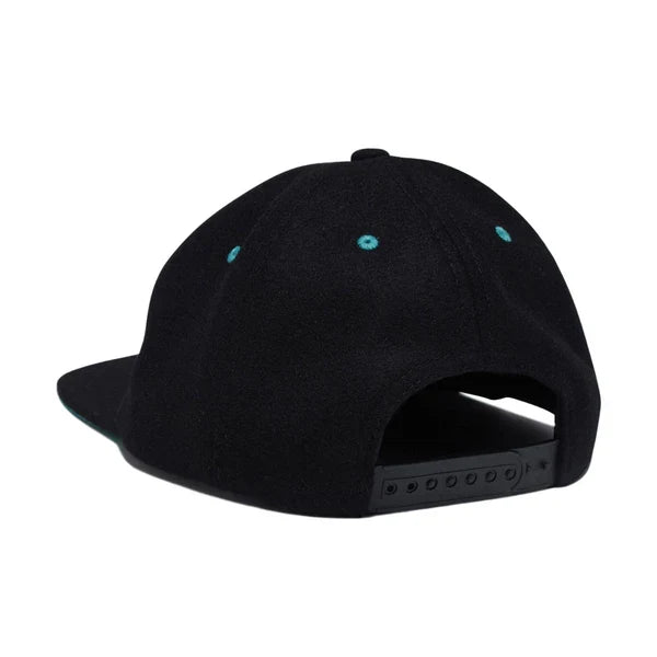 Snot Wheels Co. 'College' Snapback Wool Cap - Black-2