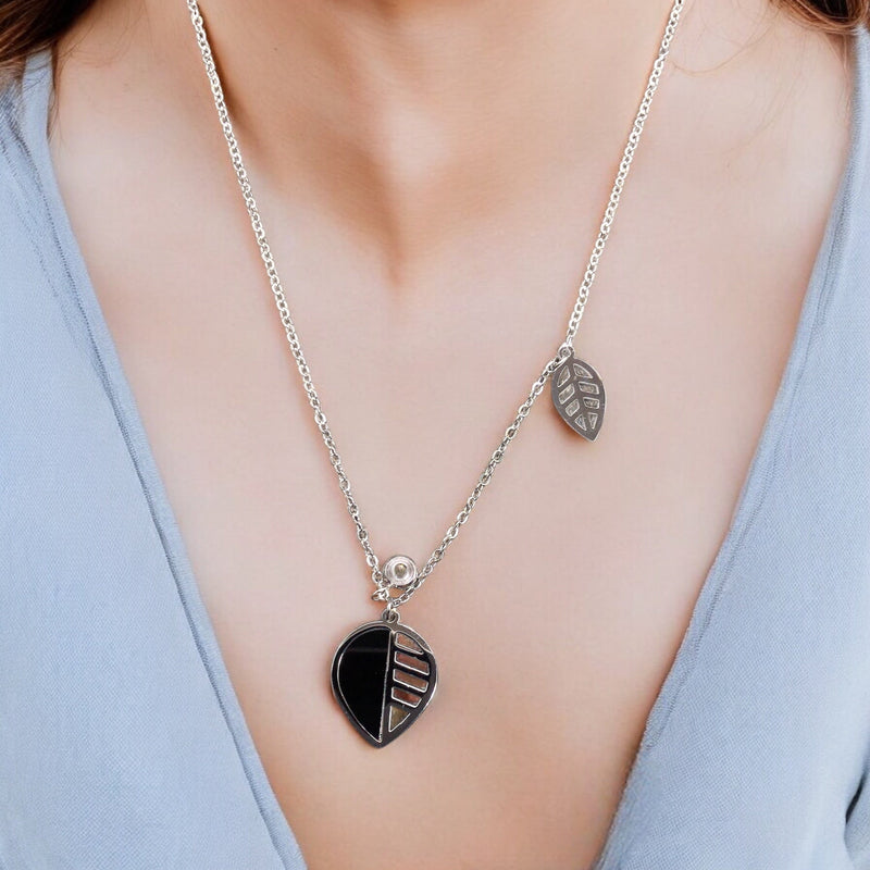 Leaf Stainless Steel Necklace Pendants With Long Chain-1