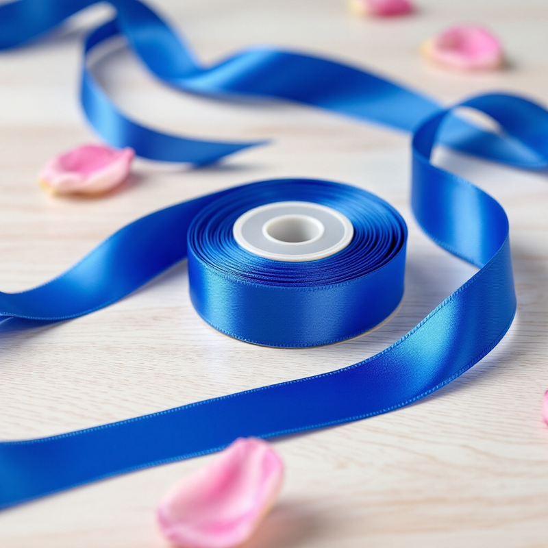 Satin Ribbon Double Face-Blue #329- 3.8 cm Wide-1
