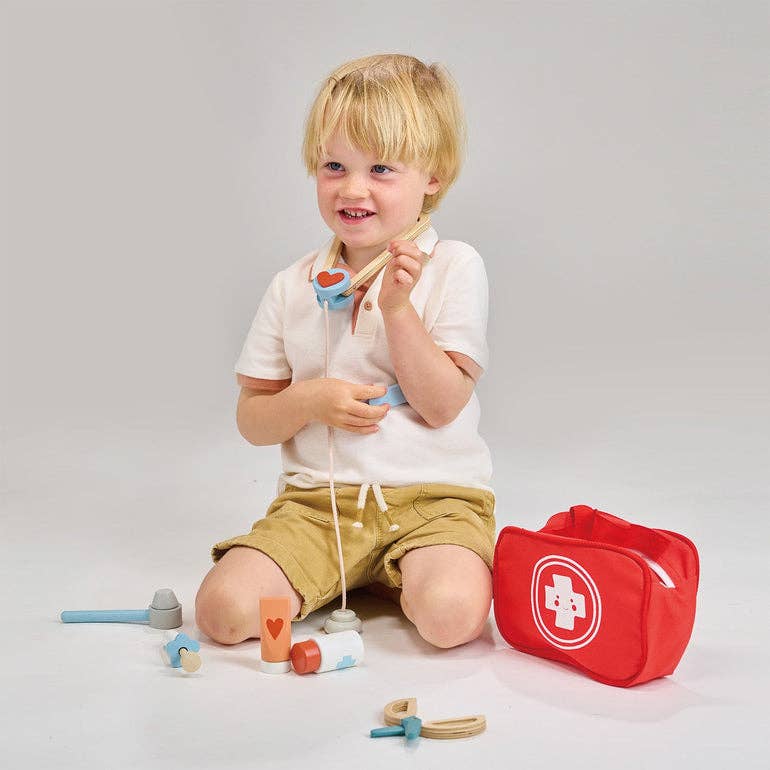 Mentari Toys Wooden My First Aid Kit - Pretend Play Doctor Set - Ages 3+-5