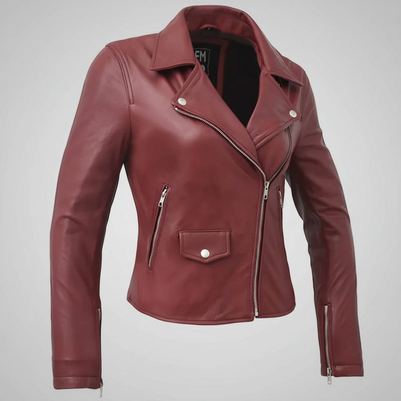 Women’s Lightweight Leather Fashion Jacket | Soft Naked Cowhide Casual Moto Style-1