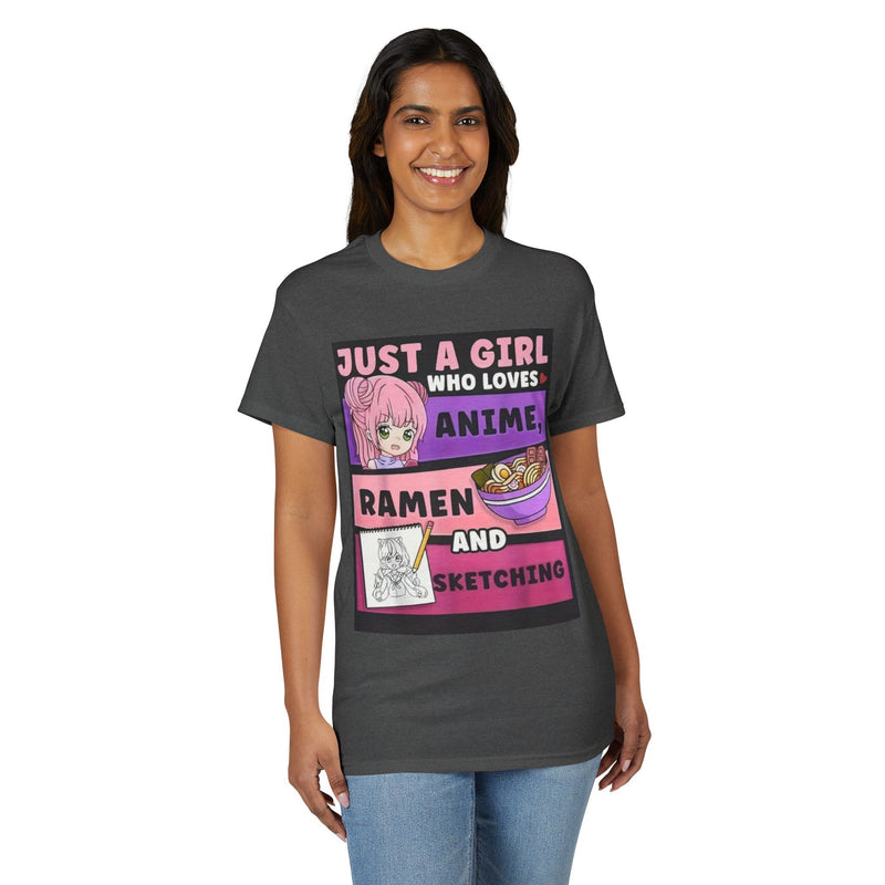 "Just a Girl Who Loves Anime Ramen and Sketching" T-Shirt-44