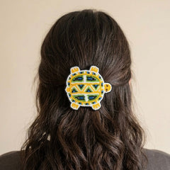 Beaded turtle Barrette Yellow accent-2