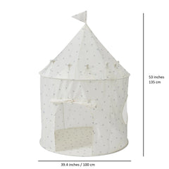 Recycled Fabric Play Tent Castle | Gingham Beige | 3 Sprouts-3