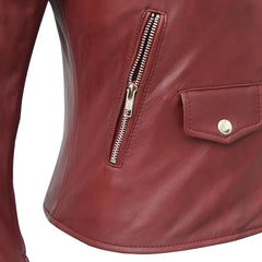 Women’s Lightweight Leather Fashion Jacket | Soft Naked Cowhide Casual Moto Style-4