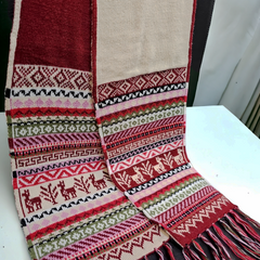 Burgundy and Beige Handmade Reversible Alpaca Scarf-1