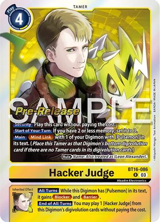 Hacker Judge (BT16-086) - Beginning Observer Pre-Release Cards Foil-1