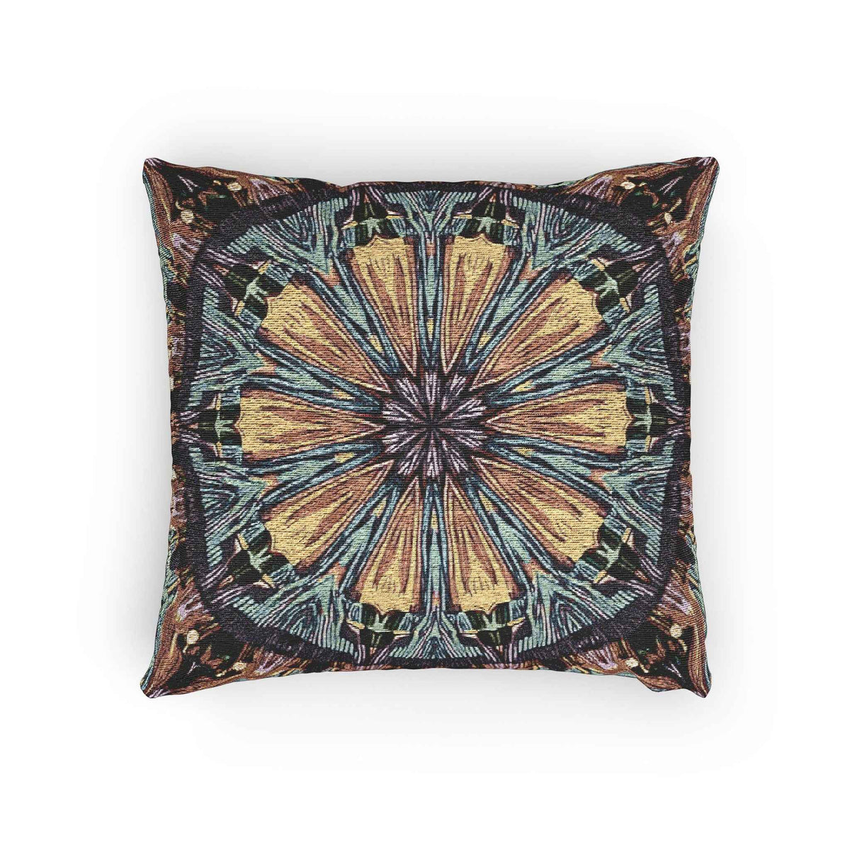 Geometric Mandala Woven Pillow | Boho Tile Decorative Cushion-8