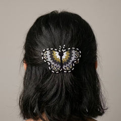 Yellow Butterfly Beaded Barrette-5