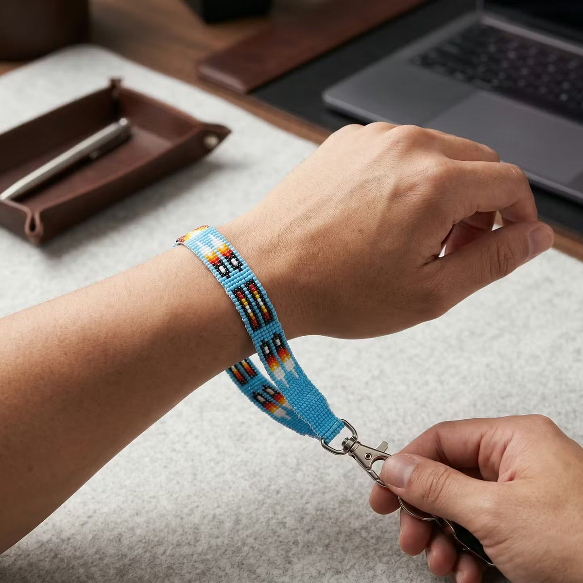 Blue Native American Style Wrist Lanyard-3