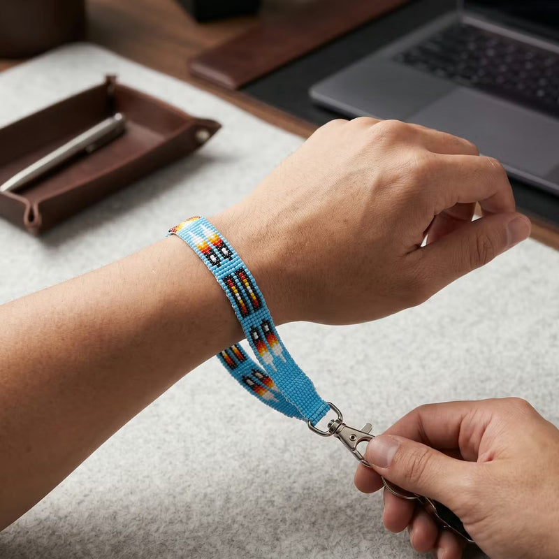 Blue Native American Style Wrist Lanyard-3