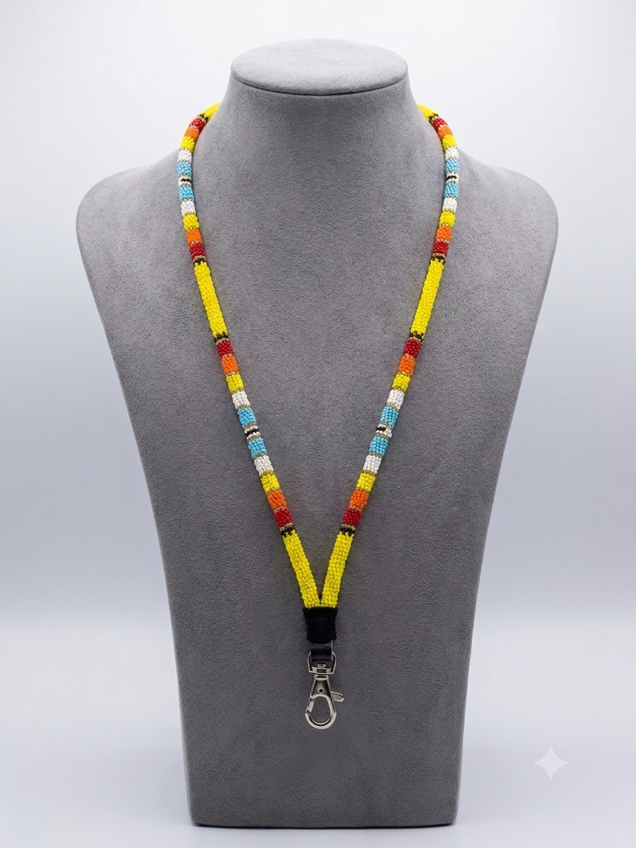 Round Beaded Lanyard(Yellow)-3