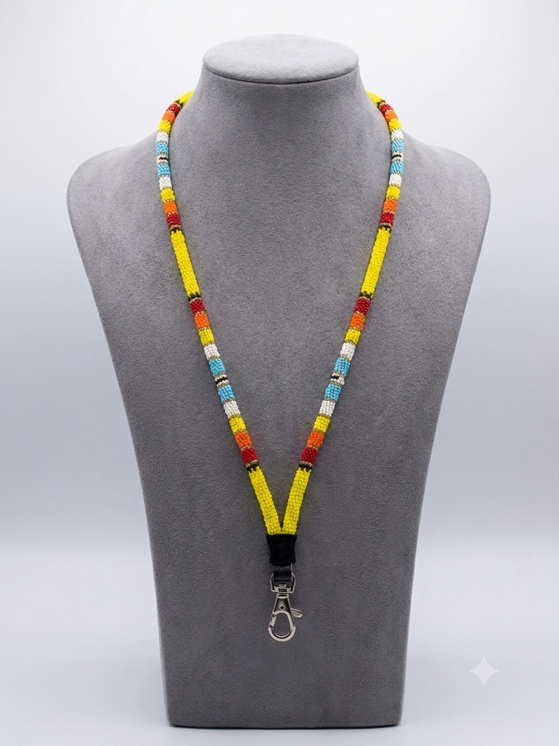 Round Beaded Lanyard(Yellow)-3