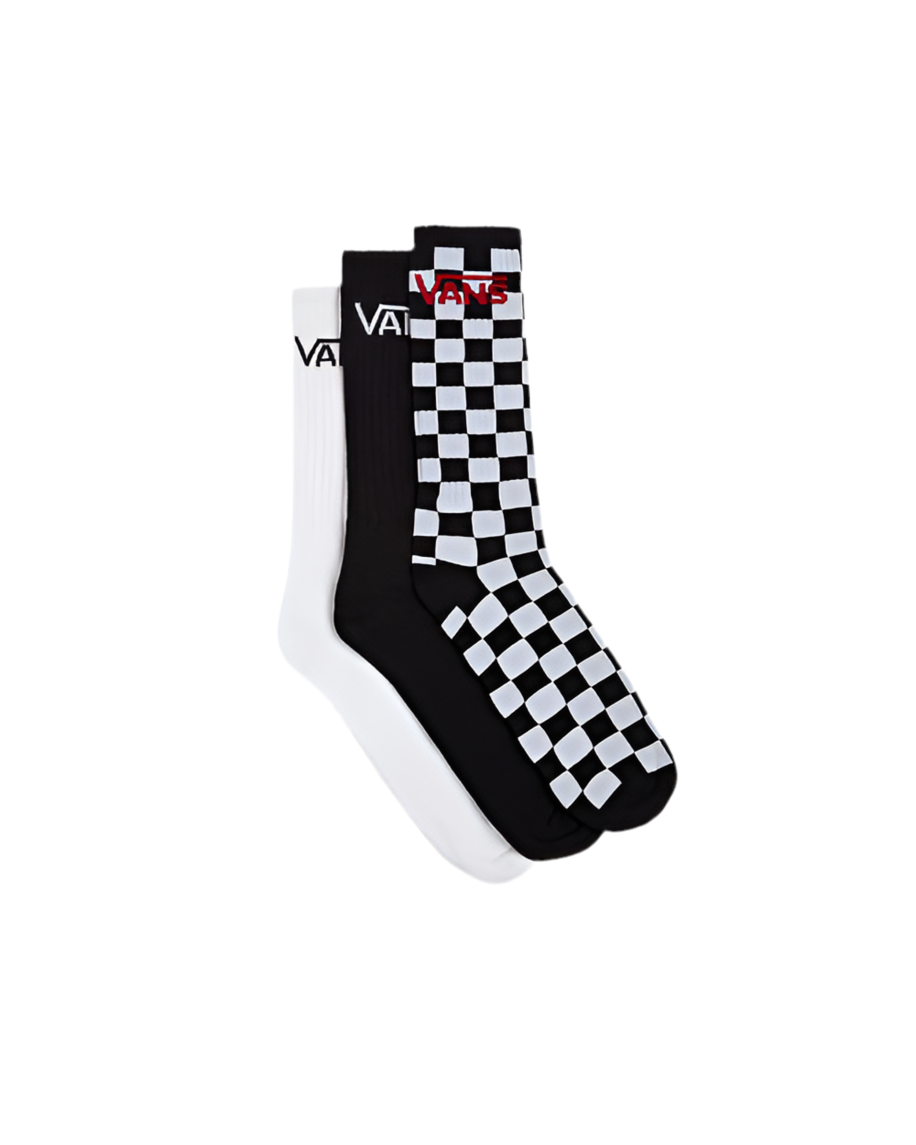 Vans 'Classic Check' Crew Socks - Black/White-1