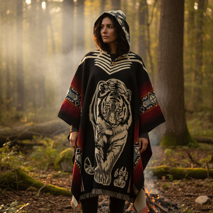 Tiger HandMade Wool Poncho-1
