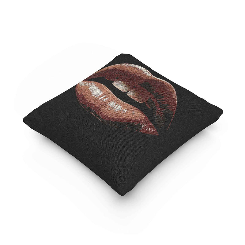 Kiss Design Woven Pillow | Lip Print Accent Pillow-8