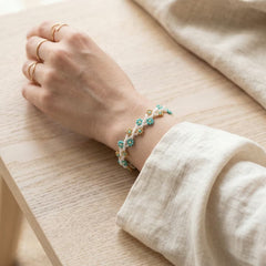 Handcrafted Floral Bracelet Beige-1