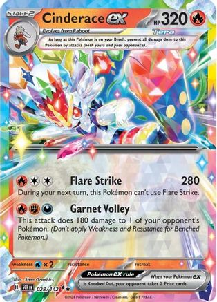 Cinderace ex - 028/142 28 - SV07 Stellar Crown Holofoil-1