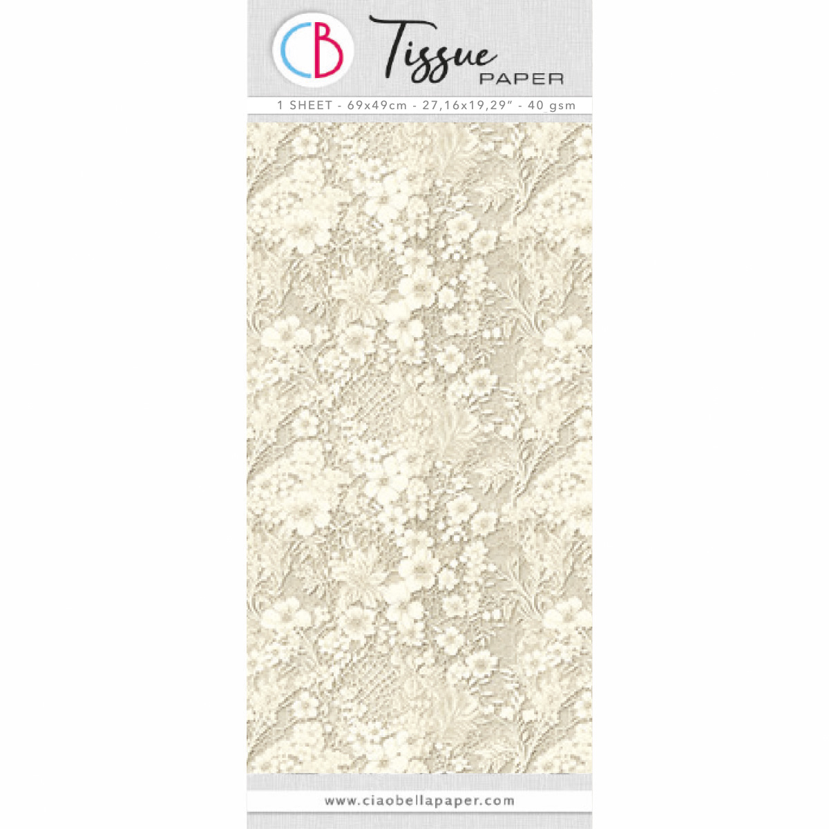 Papel de seda 69x49 cm 27,66"x19,29" Encaje de lino antiguo