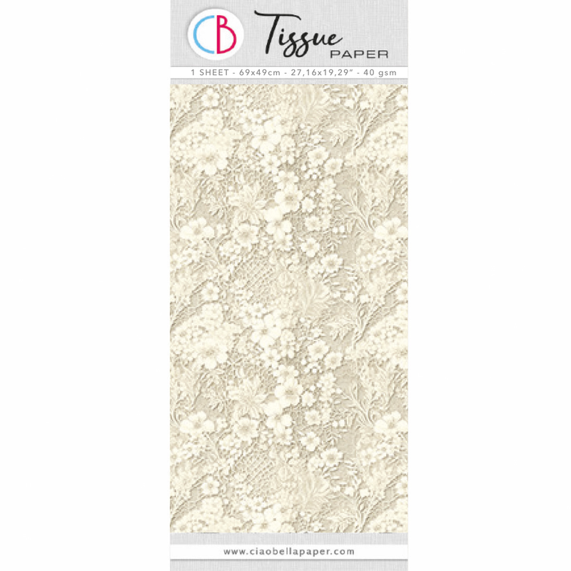 Papel de seda 69x49 cm 27,66"x19,29" Encaje de lino antiguo-1