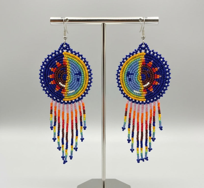 Blue Sun & Moon Beaded Fringe-3