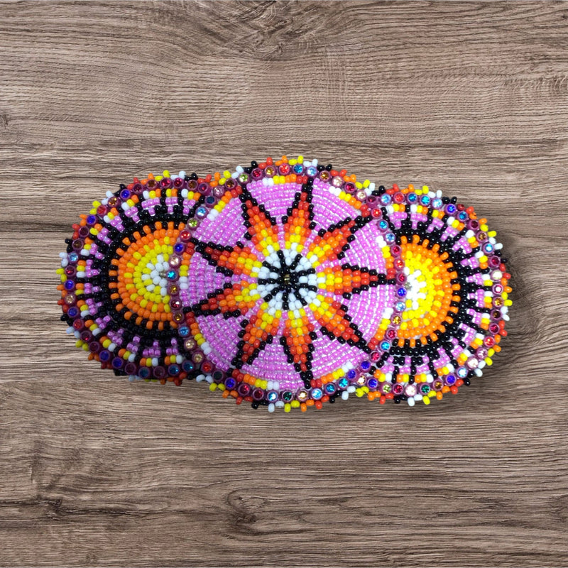 Pink Native American Beaded Barrettes-2