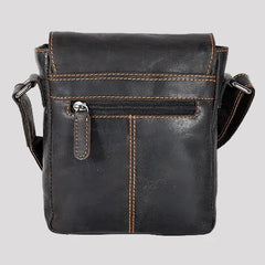 Greenwood Leather Mini-Messenger Bag. Wax Pull-Up Leather Flap Over Bag-6