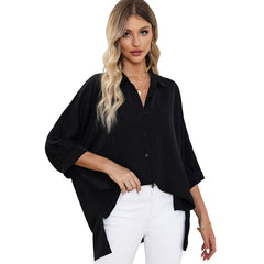 Women's Summer Solid-Color Casual Button-Up Shirt-6