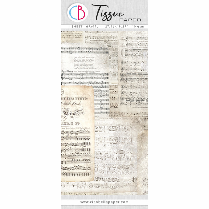 Papel de seda 69x49 cm 27,66"x19,29" partitura vintage-1