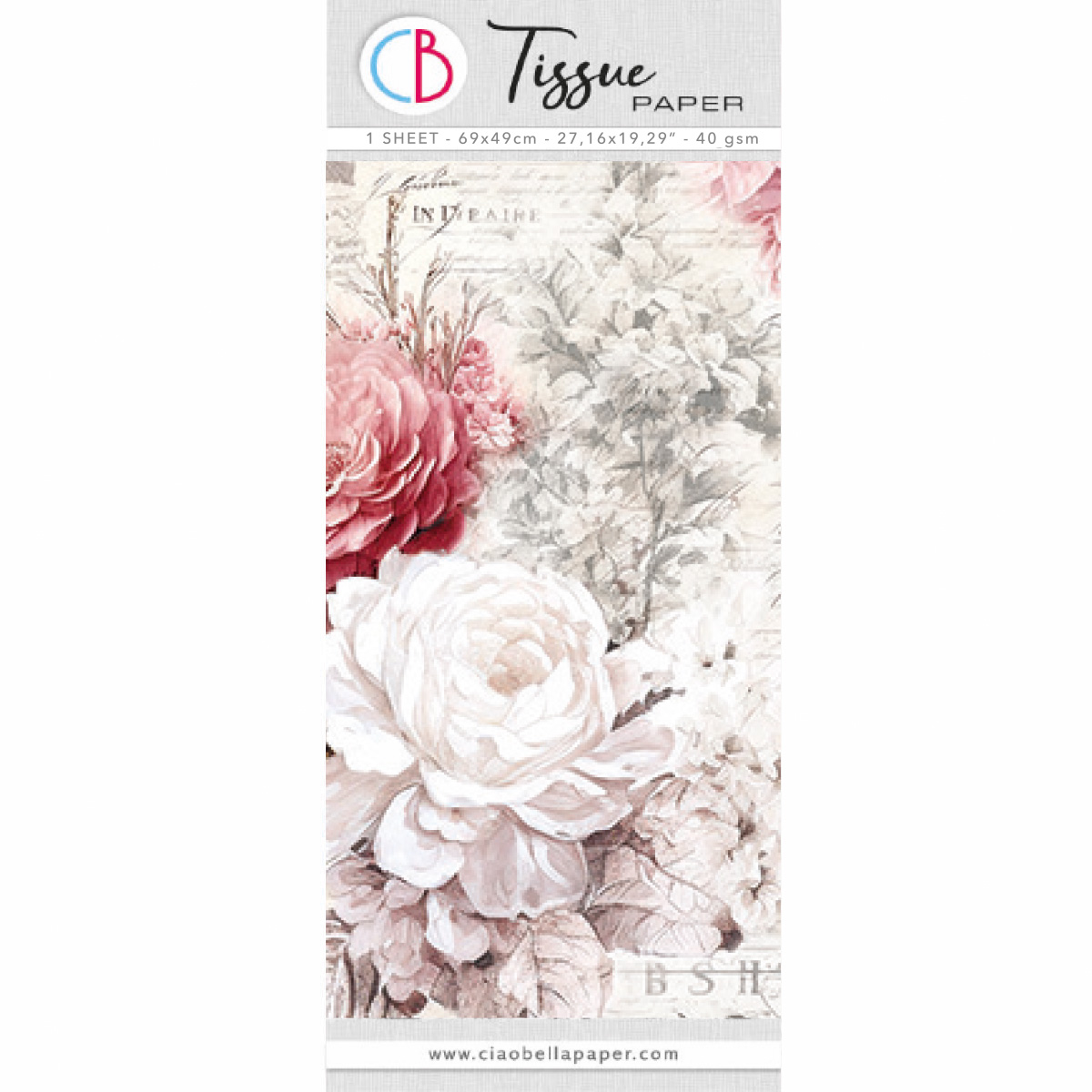 Tissue Paper cm69x49 27,66"x19,29” Flowers Dreams-1