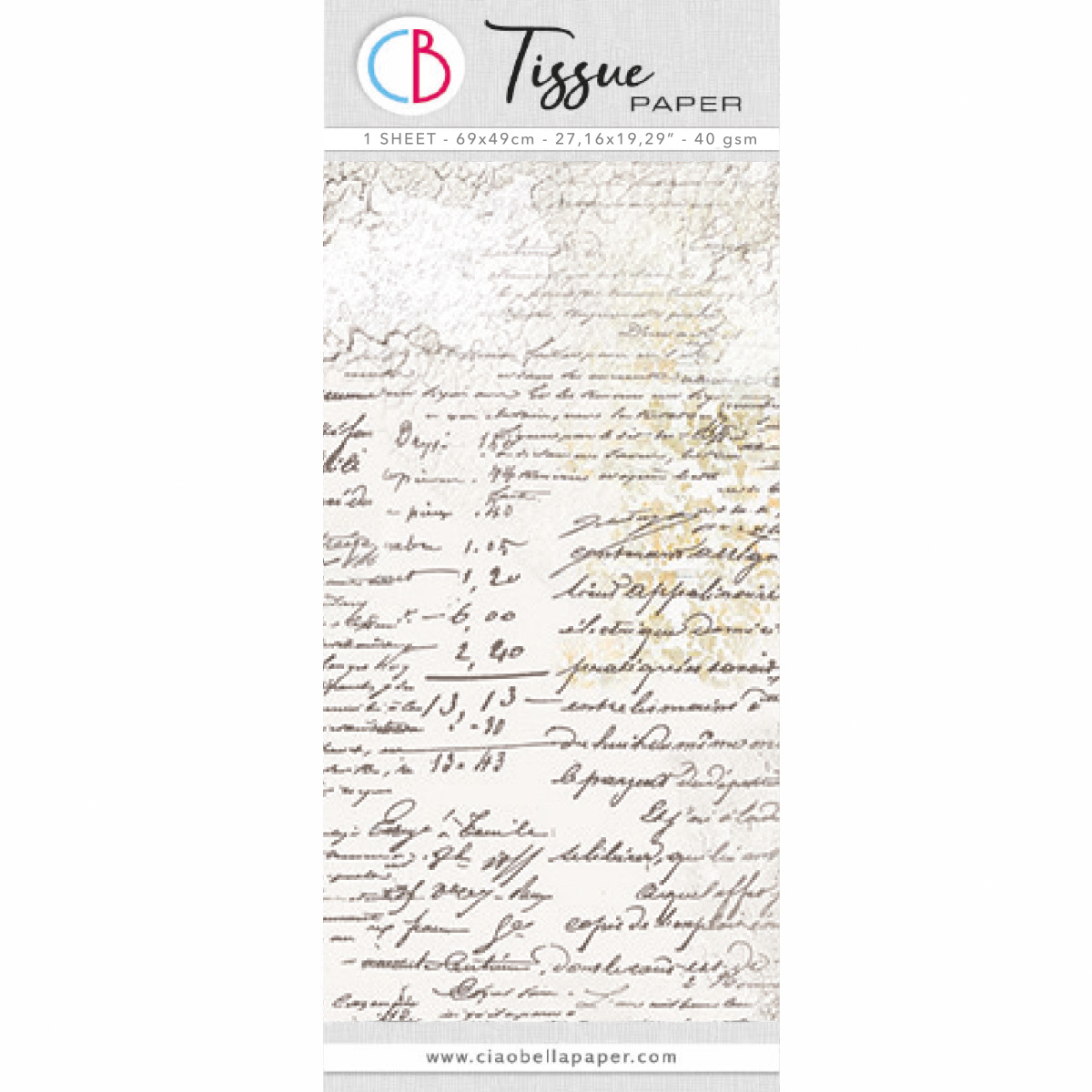 Tissue Paper cm69x49 27,66"x19,29” Handwritten Page-1