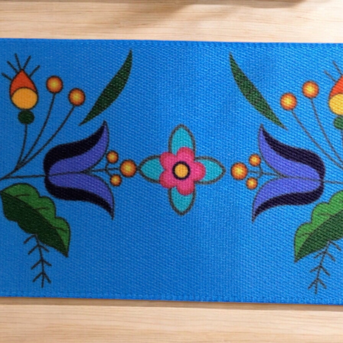 Blue Double Face Floral Ribbon Roll-4