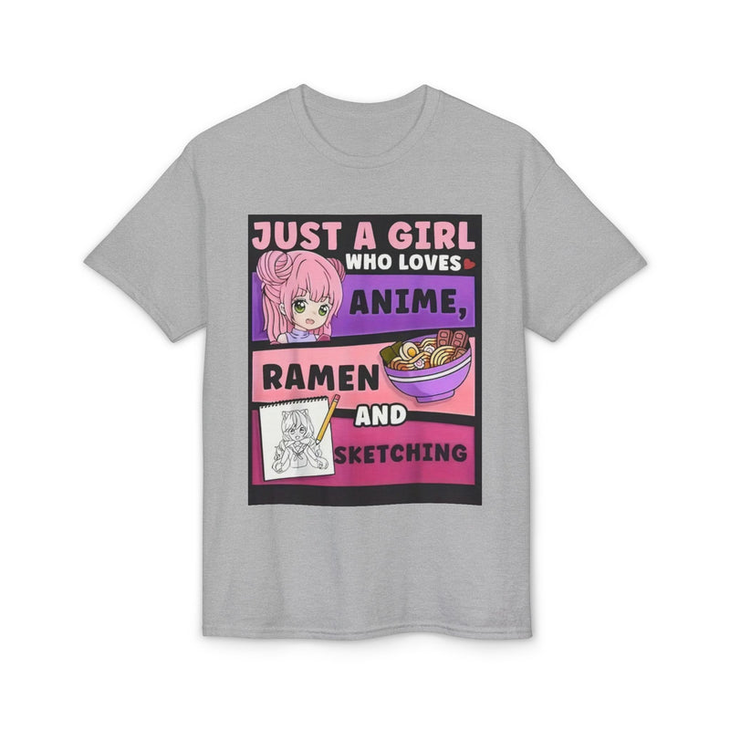 "Just a Girl Who Loves Anime Ramen and Sketching" T-Shirt-5