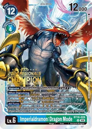 Imperialdramon: Dragon Mode (2024 Regionals Champion) (BT16-028) - Beginning Observer Foil-1