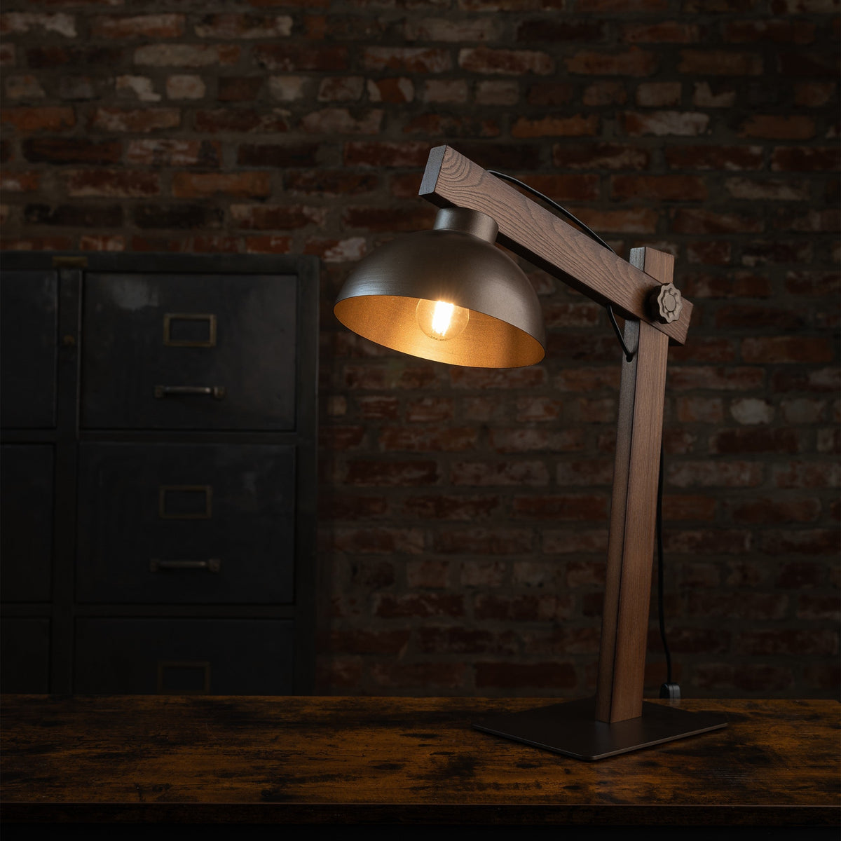 OSLO Brown Scandinavian Table Lamp for Bedroom & Nightstand-7