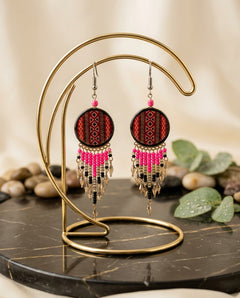 Southwestern Round Red Earrings-1