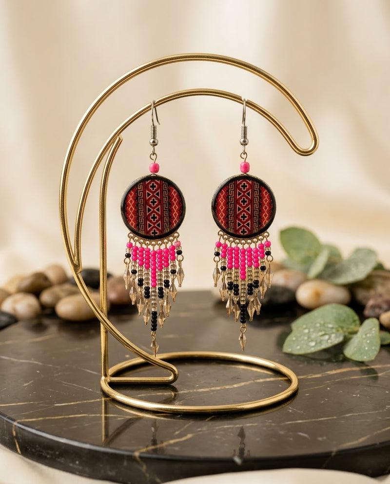 Southwestern Round Red Earrings-1