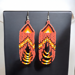 Red Swoop Beaded earrings-2